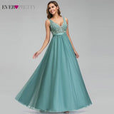Ever Pretty Dusty Blue Bridesmaid Dresses V-Neck Appliques Elegant Long Dresses For Wedding Party EP00930DB Vestidos De Madrinha