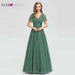 Plus Size Blue Prom Dress 2019 Ever Pretty EP07962 Elegant V-Neck Tulle Women Sexy Long Prom Dresses Formal Summer Party Gowns