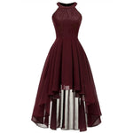 2019 wedding party dress prom gown fashion clothing Front short long back dark blue halter Bow Bridesmaid Dresses