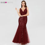 Sexy Sequined Mermaid Prom Dresses Long Ever Pretty V-Neck Sleeveless Elegant Women Formal Party Dresses Vestidos De Gala 2019