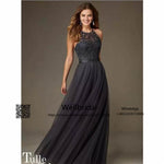 New 2019 Dark Grey Bridesmaid Dresses Long with Lace Halter Wedding Party Dress vestido de festa de casamento bridesmaid dress