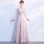 Royal Blue Long Evening Gowns 2019 New Arrival Elegant A-Line Casual Lace Dress Party Formal Half Sleeve Robe De Soiree ES1854