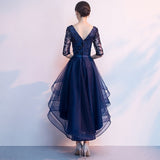 Royal Blue Long Evening Gowns 2019 New Arrival Elegant A-Line Casual Lace Dress Party Formal Half Sleeve Robe De Soiree ES1854
