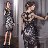 Long Sleeve Short Cocktail Dresses Party Black Lace Graduation Women Prom Plus Size Coctail Semi Formal Dresses