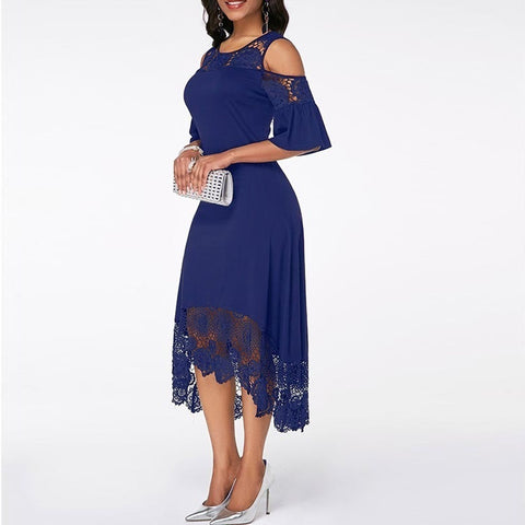 Plus Size Lace Off shoulder High-low Cocktail Dresses Party Women Sexy Prom Robe Semi Formal Dress 2019