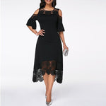 Plus Size Lace Off shoulder High-low Cocktail Dresses Party Women Sexy Prom Robe Semi Formal Dress 2019