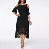 Plus Size Lace Off shoulder High-low Cocktail Dresses Party Women Sexy Prom Robe Semi Formal Dress 2019