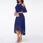 Plus Size Lace Off shoulder High-low Cocktail Dresses Party Women Sexy Prom Robe Semi Formal Dress 2019