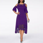 Plus Size Lace Off shoulder High-low Cocktail Dresses Party Women Sexy Prom Robe Semi Formal Dress 2019