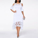 Plus Size Lace Off shoulder High-low Cocktail Dresses Party Women Sexy Prom Robe Semi Formal Dress 2019