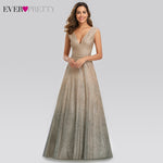 Elegant Evening Dresses For Women Ever Pretty A-Line Double V-Neck Sleeveless Tulle Sparkle Formal Party Gowns Vestito Lungo