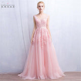 Sexy Illusion Lace Pink Bridesmaid Dresses A-line Deep V-neck Wedding Party Dresses Robe Demoiselle D'honneur