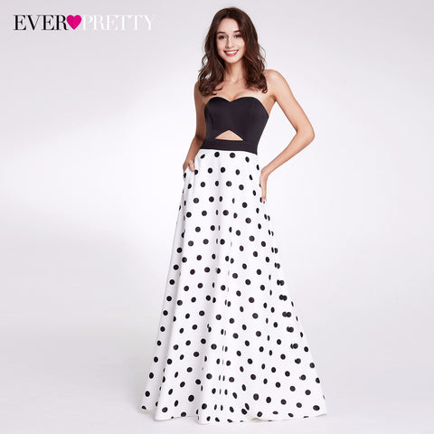 Sexy Two Pieces Polka Dot Prom Dresses Ever Pretty EP07217WB A-Line Sweetheart Hollow Out Sexy Gala Dress Vestido De Festa Longo