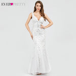 Sexy Sequined Mermaid Prom Dresses Long Ever Pretty V-Neck Sleeveless Elegant Women Formal Party Dresses Vestidos De Gala 2019