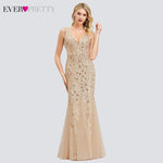 Sexy Sequined Mermaid Prom Dresses Long Ever Pretty V-Neck Sleeveless Elegant Women Formal Party Dresses Vestidos De Gala 2019