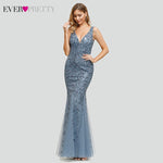 Sexy Sequined Mermaid Prom Dresses Long Ever Pretty V-Neck Sleeveless Elegant Women Formal Party Dresses Vestidos De Gala 2019