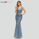Sexy Sequined Mermaid Prom Dresses Long Ever Pretty V-Neck Sleeveless Elegant Women Formal Party Dresses Vestidos De Gala 2019