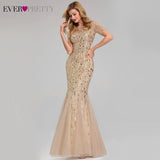 Sexy Sequined Mermaid Prom Dresses Long Ever Pretty V-Neck Sleeveless Elegant Women Formal Party Dresses Vestidos De Gala 2019