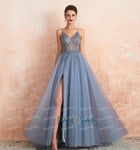 Elegant Evening Dresses 2019 V-Neck Full Beaded Crystal Dress Formal Evening Gown Long Prom Party Gown Vestido de Fiesta NE50