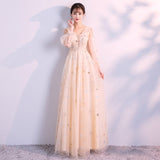 It's YiiYa Evening Dress 2019 Summer Slim Elegant Long Sleeve Lace Formal Dresses Fashion O-neck Women Party Gown Plus Size E016