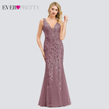 Sexy Sequined Mermaid Prom Dresses Long Ever Pretty V-Neck Sleeveless Elegant Women Formal Party Dresses Vestidos De Gala 2019