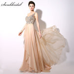 Vestido De Festa Illusion Back Champagne Evening Dresses Real Photo Hot Sale One Shoulder Crystal Sequin Prom Gown YD004