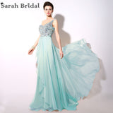 Vestido De Festa Illusion Back Champagne Evening Dresses Real Photo Hot Sale One Shoulder Crystal Sequin Prom Gown YD004