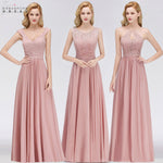 Vestido Madrinha Pink Lace Long Bridesmaid Dresses Sexy A Line Chiffon Dress for Wedding Party Robe Demoiselle D'honneur