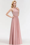 Vestido Madrinha Pink Lace Long Bridesmaid Dresses Sexy A Line Chiffon Dress for Wedding Party Robe Demoiselle D'honneur