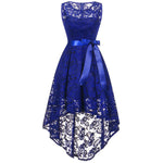2019 wedding party dress prom gown fashion clothing Front short long back dark blue halter Bow Bridesmaid Dresses