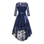2019 wedding party dress prom gown fashion clothing Front short long back dark blue halter Bow Bridesmaid Dresses