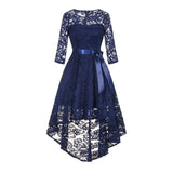2019 wedding party dress prom gown fashion clothing Front short long back dark blue halter Bow Bridesmaid Dresses
