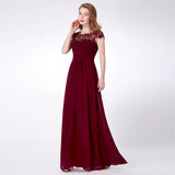 Ever Pretty Burgundy Bridesmaid Dresses Long Chiffon Applique Cheap Floor Length Wedding Bridesmaid Gown Formal Party Gowns