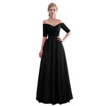 Beauty-Emily Long Purple Red Gray Evening Dresses 2019 A-Line Off the Shoulder Half Sleeve Vestido da dama de honra