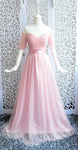 Beauty-Emily Long Purple Red Gray Evening Dresses 2019 A-Line Off the Shoulder Half Sleeve Vestido da dama de honra
