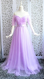 Beauty-Emily Long Purple Red Gray Evening Dresses 2019 A-Line Off the Shoulder Half Sleeve Vestido da dama de honra