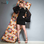 Dressv black scoop neck long sleeves cocktail dress sheath zipper up wedding party evening formal dress cocktail dresses