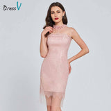 Dressv beading lace cocktail dress elegant button flowers wedding party evening formal dress bowknot coctail dresses cutomade