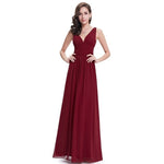 Burgundy Bridesmaid Dresses For Wedding Party Elegant A Line V Neck Chiffon Long Formal Guest Gowns Vestido De Festa Longo 2019