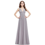 Burgundy Bridesmaid Dresses For Wedding Party Elegant A Line V Neck Chiffon Long Formal Guest Gowns Vestido De Festa Longo 2019