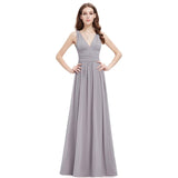 Burgundy Bridesmaid Dresses For Wedding Party Elegant A Line V Neck Chiffon Long Formal Guest Gowns Vestido De Festa Longo 2019
