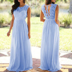 U-SWEAR 2019 Sexy Lace Backless Bridesmaid Dresses O-Neck Sleeveless Long Chiffon Wedding Party Formal Gowns Vestidos De Festa