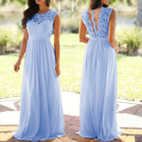 U-SWEAR 2019 Sexy Lace Backless Bridesmaid Dresses O-Neck Sleeveless Long Chiffon Wedding Party Formal Gowns Vestidos De Festa