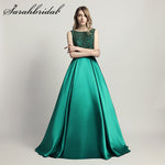 Stunning Beaded Woman Evening Party Ceremony Dresses Dubai 2019 Long Dress O Neck  Satin In Stock Floor Length Prom Gown CC443