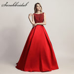 Stunning Beaded Woman Evening Party Ceremony Dresses Dubai 2019 Long Dress O Neck  Satin In Stock Floor Length Prom Gown CC443