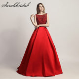 Stunning Beaded Woman Evening Party Ceremony Dresses Dubai 2019 Long Dress O Neck  Satin In Stock Floor Length Prom Gown CC443